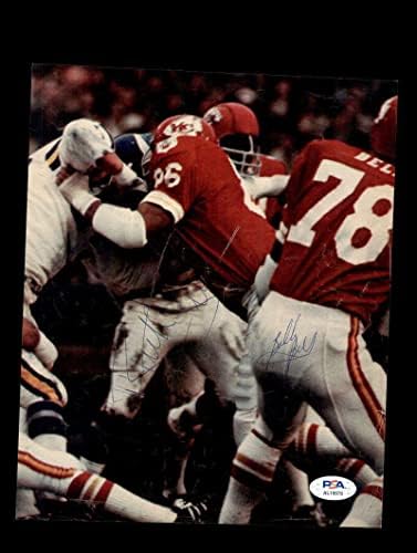 Buck Buchanan Bobby Bell PSA DNS Aláírt 8x10 Autogramot Fotó Chiefs - Dedikált NFL-Fotók
