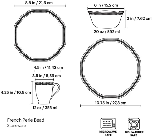 Lenox-Fehér francia Perle Gyöngy 4Pc Beállítás, 6.45 LB