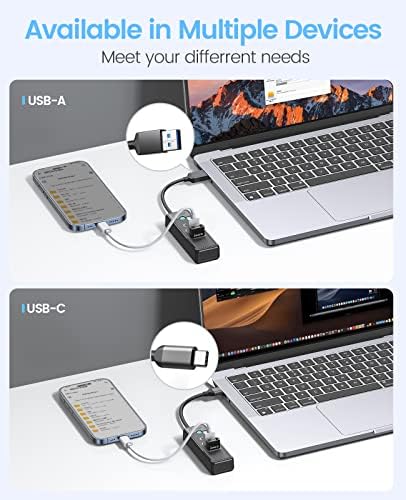 ORICO 3-Port USB HUB 3.0, USB-Elosztó 2 USB, 1 C Típusú Laptop 0, 5 ft Kábel, Több USB Port Bővítő, Gyors
