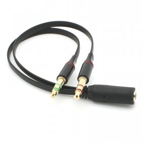 Xiwai Fekete Dual 3,5 mm-es Férfi, Egyetlen Nő Fejhallgató Mikrofonnal Audio Splitter Kábel mobiltelefon