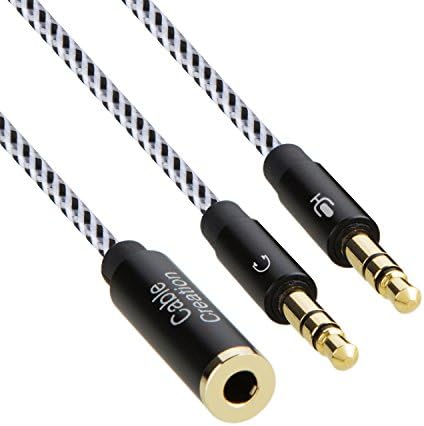 CableCreation Headset Elosztó Kábel, 3,5 mm-es Női 2 Dual 3,5 mm-es Férfi Hang Y Elosztó Kábel, 3,5 mm-es