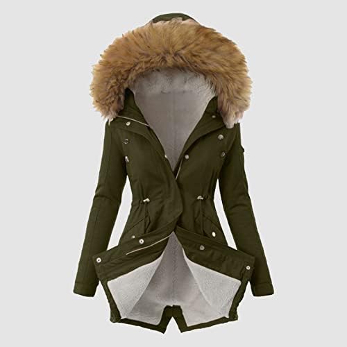 A Nők Plus Size Téli Kabát Hajtókáját Gallér, Hosszú Ujjú Kabát Sűrűsödik Kabát, Meleg, Kapucnis, Vastag,