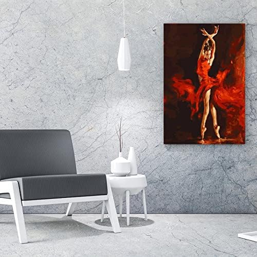 16x20inch(40x51cm) Absztrakt Festmény Nő spanyol Flamenco Táncos Piros Modern Mű Lady Vászon Festmény