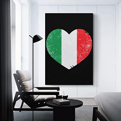 Olaszország Szívében Retro Zászló Nyomtatott Festmény Wall Art Függőleges Lóg Mű Modern Képet Haza Hálószoba