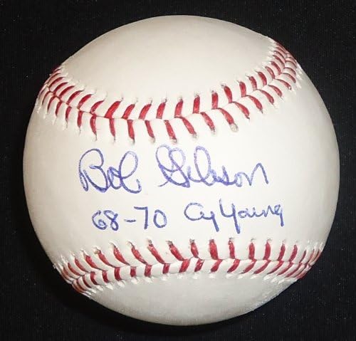 Bob Gibson Dedikált Baseball - Hivatalos Major League Labdát feliratos 68-70 Cy Young