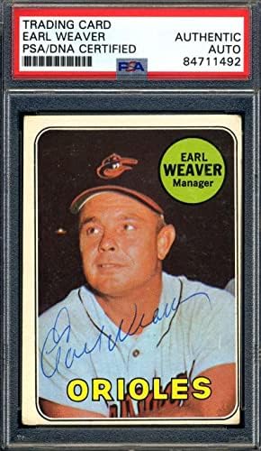 Earl Weaver PSA DNS Aláírt 1969 Topps Újonc Autogram - Baseball Asztalon Dedikált Kártyák