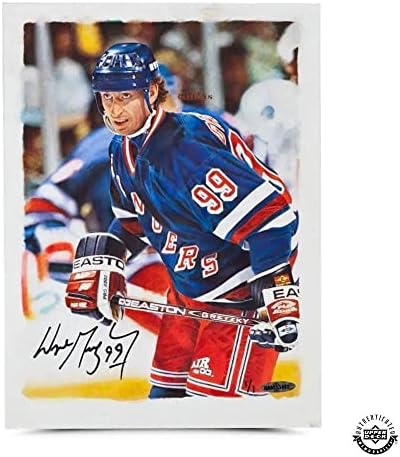 Wayne Gretzky Dedikált Rangers Eredeti Kártya Art - Felső Szint - Jégkorong Asztalon Dedikált Kártyák