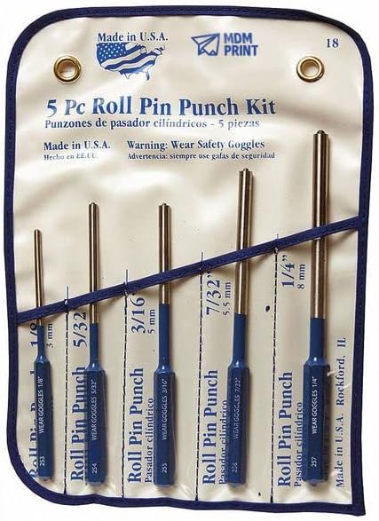 Roll Pin Lyukasztó Készlet, 5 Db