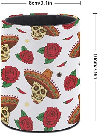 Mexikó Candy Skull Rose Nyomtatott tolltartó, Ceruza Kupa Asztal Szervező Smink Kefe tartó Kupa Haza Osztályteremben