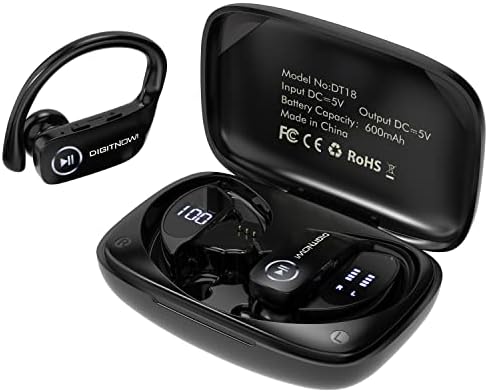 DIGITNOW Vezeték nélküli Fülhallgató, Bluetooth 5.0 Fejhallgató 48 órán Lejátszani Touch Control LED Kijelző