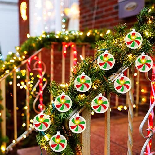 Karácsonyi cukorbot String Fények Candyland Dekoráció 5.5 ft 10led elemes tündérfény Aranyos Édes Borsmenta