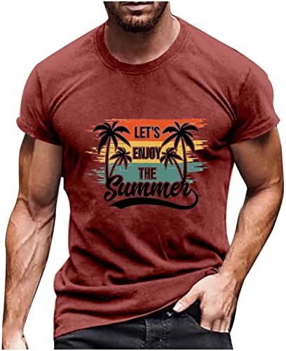 Pálmafa T-Shirt Férfi Nap Nyomtatott Grafikai Rövid Ujjú Felsők Nyári Alkalmi Sleeve Póló Edzés Izom Ing
