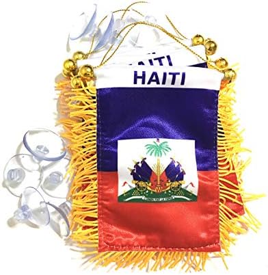 PRK 14 Haiti Haiti Zászlók az Autók Autók Haza ragaszkodik Üveg Minőségi & Érték Bondye Bon (1)