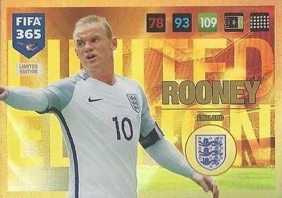 Panini FIFA 365 Adrenalyn XL 2017 Wanye Rooney Limited Edition Trading Card