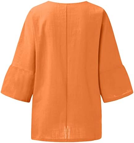 Női Pamut Ágynemű Tshirt Maximum Plus Size Divat Szilárd Tunika Póló, Alkalmi Laza Fit Kényelmes, 3/4-Es