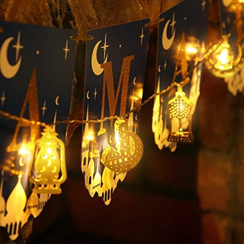 Eid Al Adha Dekoráció String Fények, 6.56 Láb 10 Led-ek Eid Hold, Csillag Petróleum Lámpa Lámpa elemes